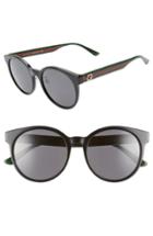 Women's Gucci 55mm Round Sunglasses - Black/ Multi/ Solid Grey
