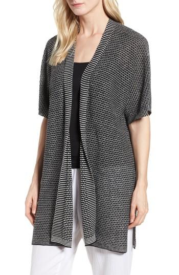Women's Eileen Fisher Organic Linen Kimono Cardigan - Black
