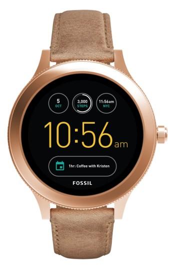 Women's Fossil Q Venture Gen 3 Leather Strap Smartwatch, 42mm