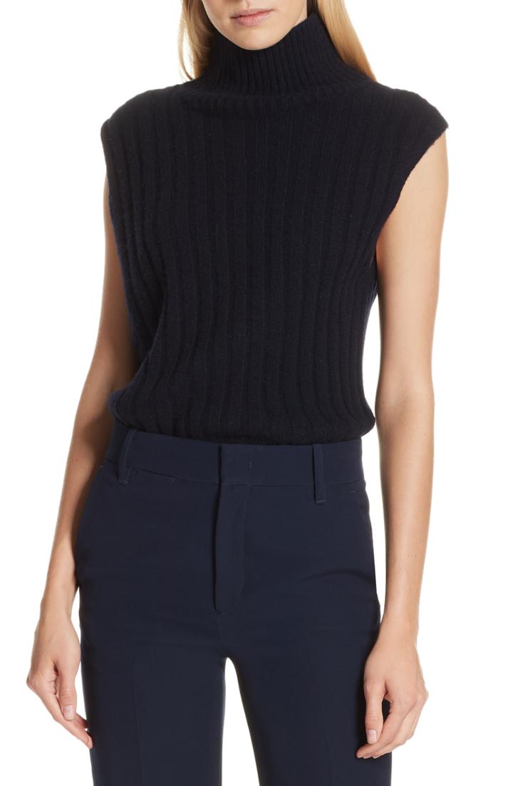 Women's Vince Mixed Rib Wool & Cashmere Sleeveless Sweater