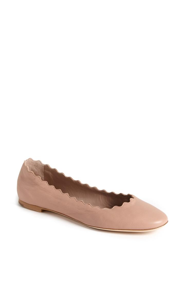 Women's Chloe 'lauren' Scalloped Ballet Flat .5us / 39.5eu - Beige