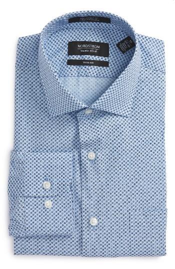 Men's Nordstrom Men's Shop Trim Fit Geometric Dress Shirt .5 - 32/33 - Blue