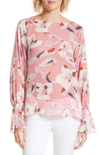 Women's Tanya Taylor Samile Floral Print Silk Top - Pink