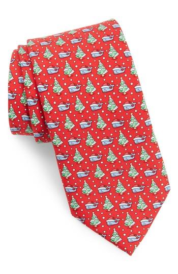 Men's Vineyard Vines Santa Whale & Tree Silk Tie