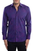 Men's Bertigo Paisley Modern Fit Sport Shirt X-large - Purple