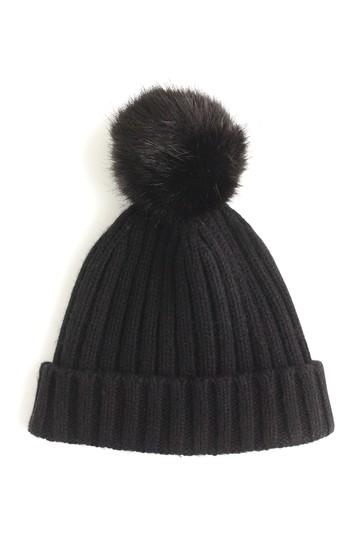 Women's J.crew Ribbed Faux Fur Pom Beanie - Black