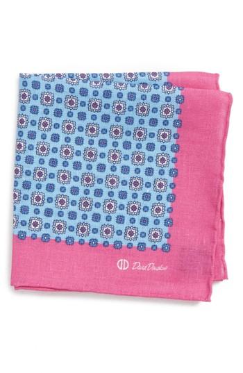 Men's David Donahue Medallion Linen Pocket Square, Size - Pink