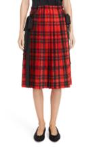 Women's Simone Rocha Bow Pleated Tartan Skirt Us / 10 Uk - Red