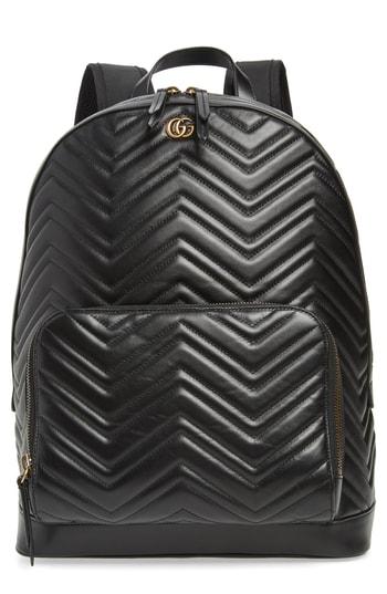 Men's Gucci Marmont Chevron Leather Backpack - Black