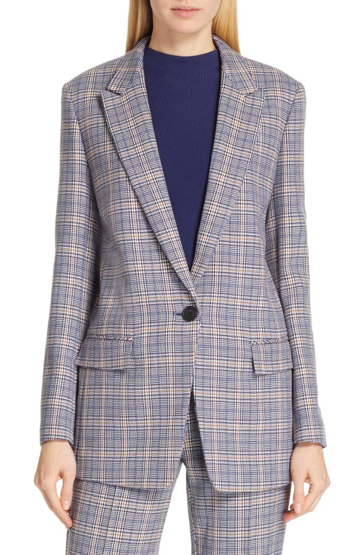 Women's Boss Kocani Houndstooth Check Suit Jacket - Blue