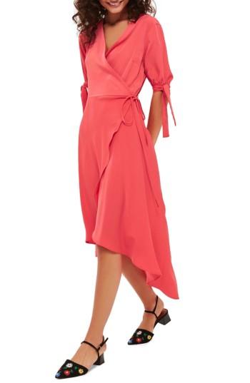 Women's Topshop Dusty Emma Tie Sleeve Wrap Dress Us (fits Like 2-4) - Red