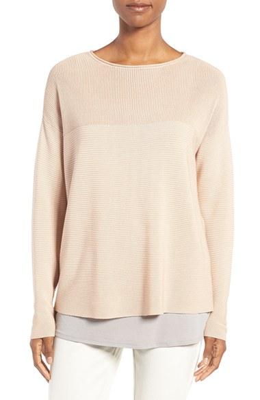 Women's Eileen Fisher Sleek Ribbed Tencel Sweater - Beige