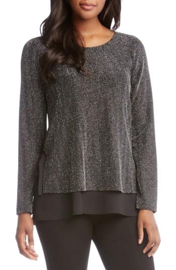 Women's Karen Kane Side Tie Metallic Top - Black