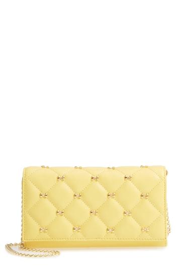 Women's Ted Baker London Quilted Bow Leather Matinee Wallet On A Chain - Yellow
