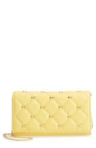 Women's Ted Baker London Quilted Bow Leather Matinee Wallet On A Chain - Yellow