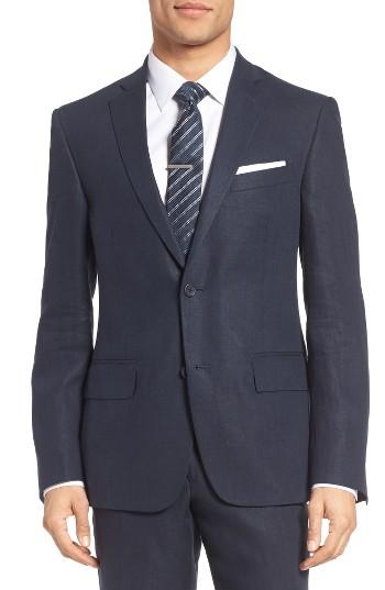 Men's Nordstrom Men's Shop Classic Fit Linen Blazer R - Blue