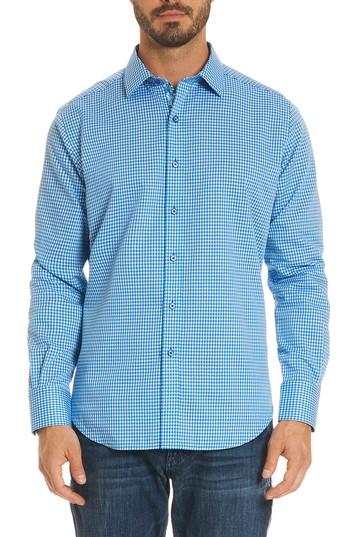 Men's Robert Graham Bosch Tailored Fit Microcheck Sport Shirt - Blue