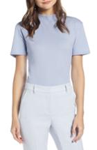 Women's Something Navy Mock Neck Cotton Tee - Blue