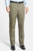 Men's Berle Flat Front Wrinkle Resistant Cotton Trousers X Unhemmed - Green