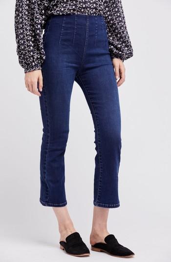 Women's Free People Pull-on Ultra High Waist Crop Bootcut Jeans - Blue