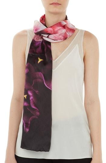 Women's Ted Baker London Splendour Skinny Silk Scarf, Size - Black