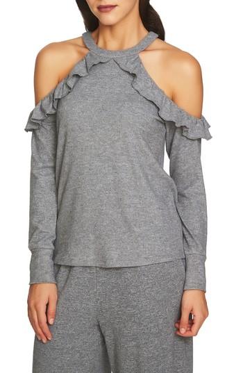 Women's 1.state The Cozy Cold Shoulder Knit Top - Grey