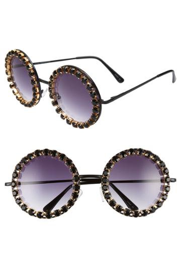 Women's Rad + Refined Rhinestone Round Sunglasses - Black
