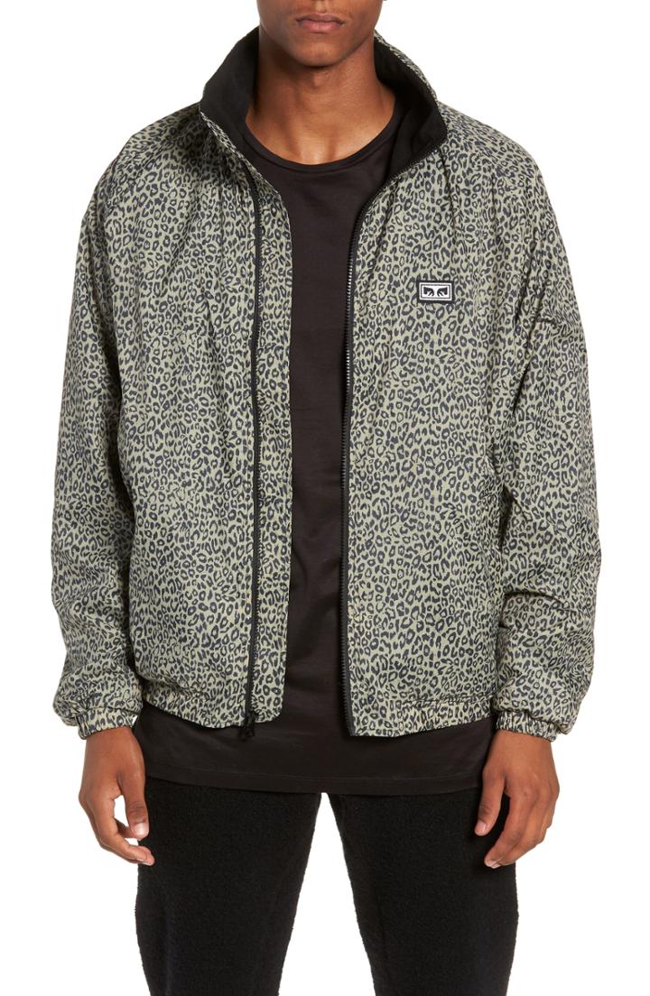 Men's Obey Lense Leopard Print Jacket - Beige
