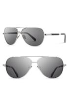 Women's Shwood 'redmond' 53mm Titanium & Wood Aviator Sunglasses - Silver/ Ebony/ Grey