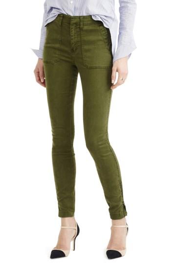 Women's J.crew Zip Ankle Stretch Skinny Cargo Pants - Green