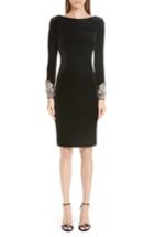 Women's Badgley Mischka Beaded Cuff Velvet Cocktail Dress - Black
