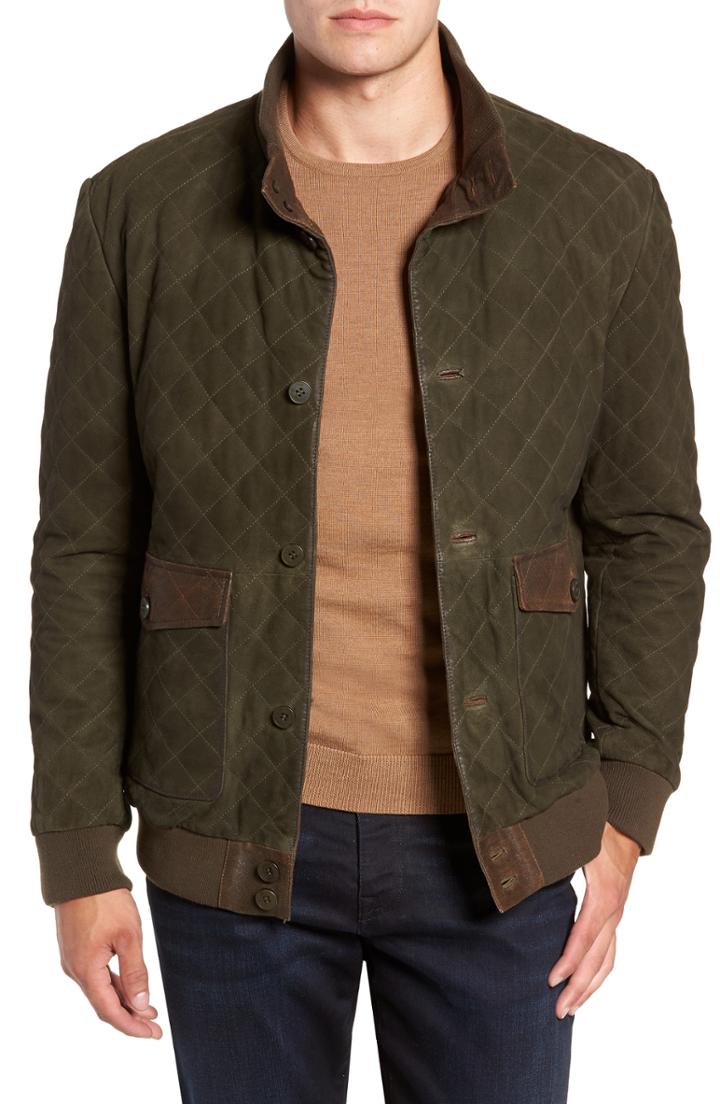Men's Flynt Regular Fit Quilted Suede Jacket - Green
