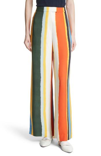 Women's Tory Burch Fiona Stripe Wide Leg Pants - White