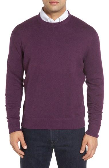 Men's Robert Talbott 'jersey Sport' Cotton Blend Crewneck Sweater - Purple