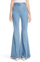 Women's Balmain High Waist Frayed Hem Flare Jeans Us / 36 Fr - Blue