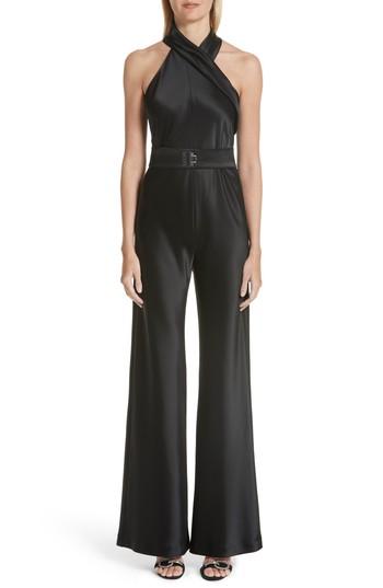 Women's Galvan Halter Neck Satin Jumpsuit Us / 34 Fr - Black