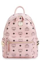 Mcm Mini Stark Side Stud Coated Canvas Backpack - Pink