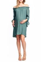 Women's Maternal America Juliet Off The Shoulder Maternity Dress - Green
