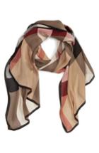 Women's Burberry 'ultra Mega Check' Washed Mulberry Silk Scarf, Size -