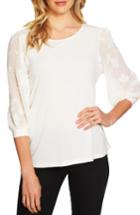 Women's Cece Lace Sleeve Stretch Crepe Blouse, Size - White