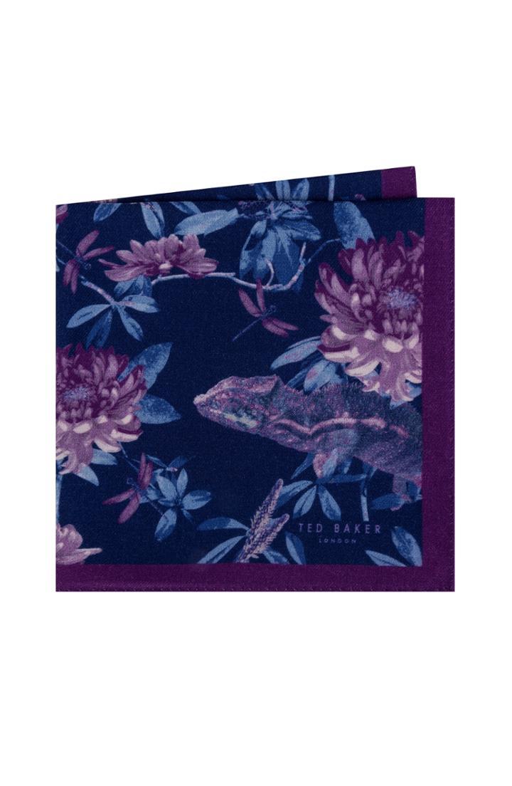 Men's Ted Baker London Print Silk Pocket Square, Size - Purple