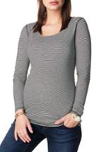 Women's Noppies 'marit' Reversible Stripe Maternity Tee, Size - Grey