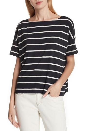 Women's Eileen Fisher Stripe Organic Cotton Top, Size - Black