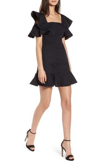 Women's Kendall + Kylie Ruffle Sleeve Dress - Black