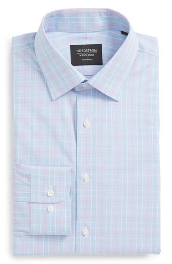 Men's Nordstrom Men's Shop Traditional Fit Plaid Dress Shirt .5 32/33 - Blue