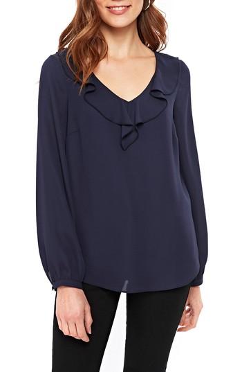 Women's Wallis Ruffle Neck Blouse Us / 8 Uk - Blue