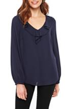 Women's Wallis Ruffle Neck Blouse Us / 8 Uk - Blue