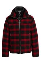 Men's The Very Warm Plaid Wool Bib Puffer Jacket - Red