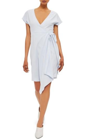 Women's Topshop Asymmetrical Wrap Dress Us (fits Like 0-2) - Blue