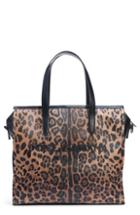 Dolce & Gabbana Logo Leopard Print Shopping Tote - Brown